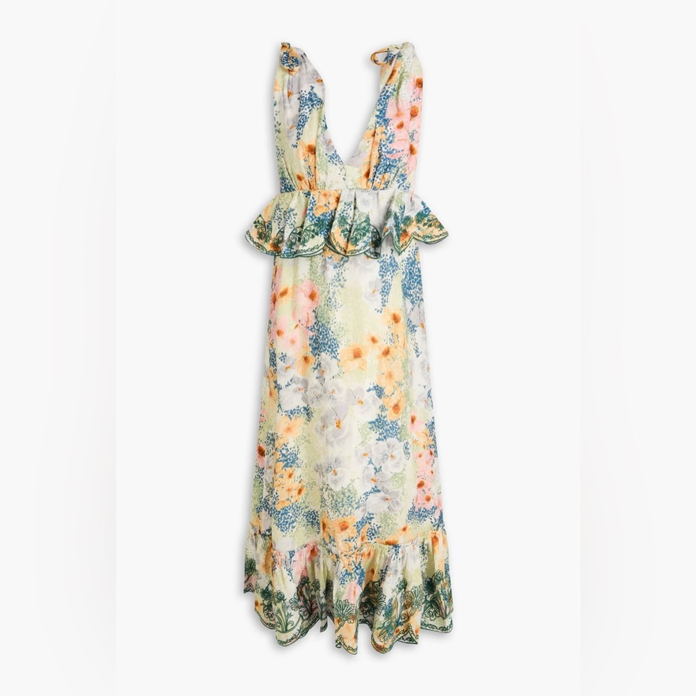 Agua by Agua Bendita Florecer Linen Floral Maxi Dress
